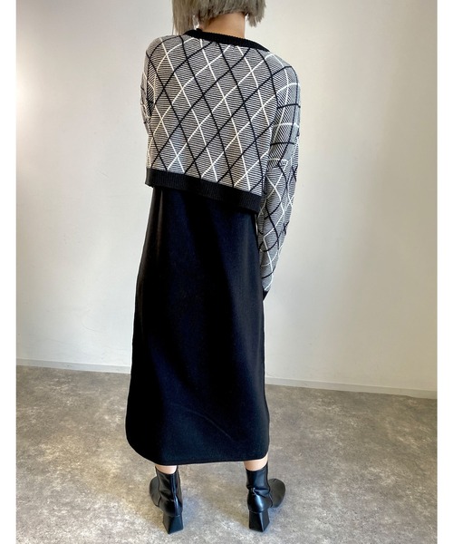 MLI'A(エムリア)の「柄ショートニット+ニットキャミワンピース/SET(ワンピース・レディース・ベージュ系1/ブラック×ホワイト/グリーン系7・M)」の21枚目の写真