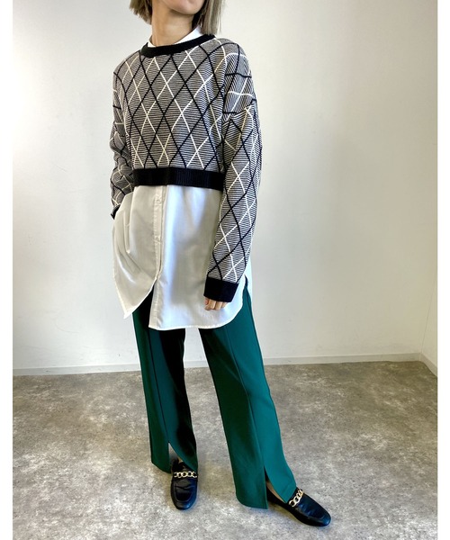 MLI'A(エムリア)の「柄ショートニット+ニットキャミワンピース/SET(ワンピース・レディース・ベージュ系1/ブラック×ホワイト/グリーン系7・M)」の16枚目の写真