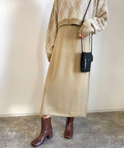 MLI'A(エムリア)の「柄ショートニット+ニットキャミワンピース/SET(ワンピース・レディース・ベージュ系1/ブラック×ホワイト/グリーン系7・M)」の11枚目の写真