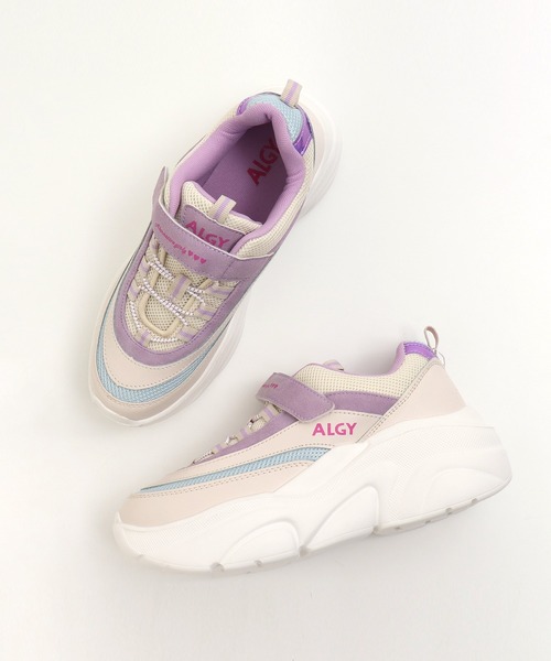 写真1枚目ALGY厚底シューズ アルジー 厚底 スニーカー キッズ 女の子 おしゃれ かわいい 子供 靴 ローカット 黒 ブラック 白 ホワイト サックス algy A1GG115