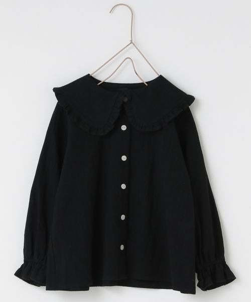 LOWRYS FARM(ローリーズファーム)の「コットンフリルカラーブラウス 262459(シャツ/ブラウス・キッズ・オフホワイト/ブラック/ライム・110cm/120cm/130cm/140cm/150cm)」の1枚目の写真