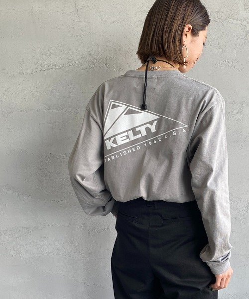 KELTY（ケルティ）の「[KELTY/ケルティ] 別注 ビッグシルエット バックロゴプリントロンＴ（Tシャツ/カットソー・レディース・ホワイト/グレー/グリーン/スミクロ/ピンク/ネイビー・S/M/L）」の3枚目の写真