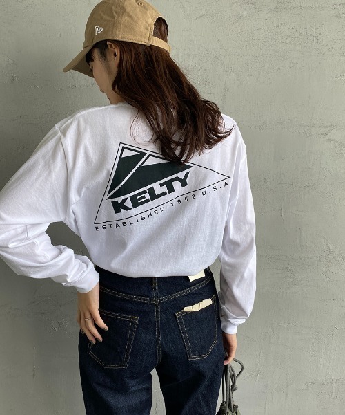 KELTY（ケルティ）の「[KELTY/ケルティ] 別注 ビッグシルエット バックロゴプリントロンＴ（Tシャツ/カットソー・レディース・ホワイト/グレー/グリーン/スミクロ/ピンク/ネイビー・S/M/L）」の2枚目の写真