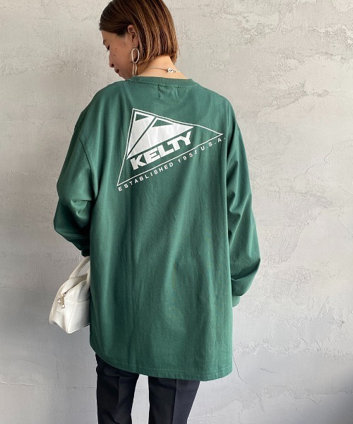 KELTY（ケルティ）の「[KELTY/ケルティ] 別注 ビッグシルエット バックロゴプリントロンＴ（Tシャツ/カットソー・レディース・ホワイト/グレー/グリーン/スミクロ/ピンク/ネイビー・S/M/L）」の4枚目の写真