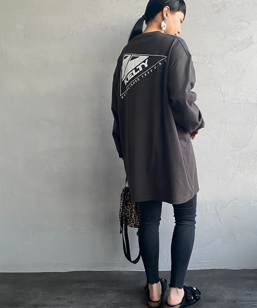 KELTY（ケルティ）の「[KELTY/ケルティ] 別注 ビッグシルエット バックロゴプリントロンＴ（Tシャツ/カットソー・レディース・ホワイト/グレー/グリーン/スミクロ/ピンク/ネイビー・S/M/L）」の10枚目の写真