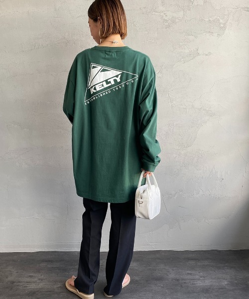 KELTY（ケルティ）の「[KELTY/ケルティ] 別注 ビッグシルエット バックロゴプリントロンＴ（Tシャツ/カットソー・レディース・ホワイト/グレー/グリーン/スミクロ/ピンク/ネイビー・S/M/L）」の14枚目の写真