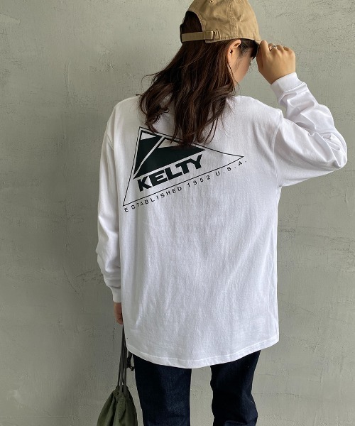 KELTY（ケルティ）の「[KELTY/ケルティ] 別注 ビッグシルエット バックロゴプリントロンＴ（Tシャツ/カットソー・レディース・ホワイト/グレー/グリーン/スミクロ/ピンク/ネイビー・S/M/L）」の22枚目の写真