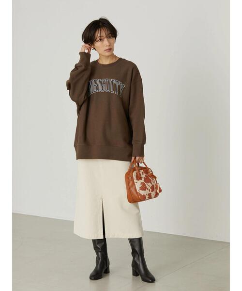 AMERICAN HOLIC（アメリカンホリック）の「ロゴ裏毛プルオーバー（スウェット・レディース・チャコールグレー/オフホワイト/グリーン・M/L）」の14枚目の写真