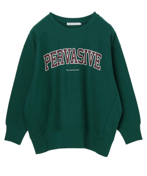 AMERICAN HOLIC（アメリカンホリック）の「ロゴ裏毛プルオーバー（スウェット・レディース・チャコールグレー/オフホワイト/グリーン・M/L）」の3枚目の写真