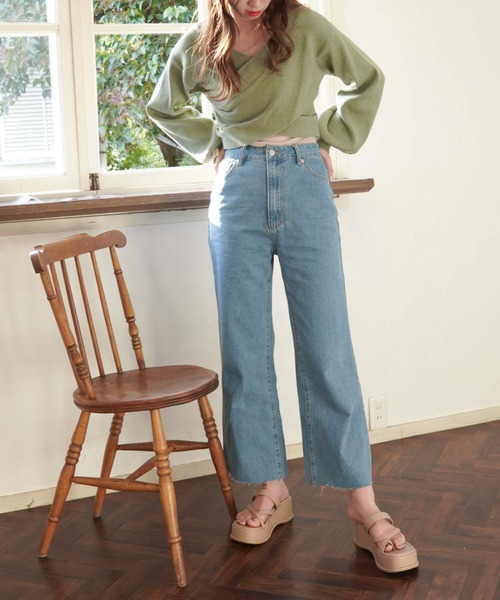 archives（アルシーヴ）の「カットオフハイウエストセミフレアワイドデニムパンツ（デニムパンツ・レディース・ネイビー/サックスブルー/アイボリー・MEDIUM/SMALL）」の14枚目の写真