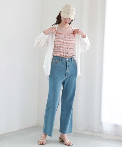 archives（アルシーヴ）の「カットオフハイウエストセミフレアワイドデニムパンツ（デニムパンツ・レディース・ネイビー/サックスブルー/アイボリー・MEDIUM/SMALL）」の22枚目の写真