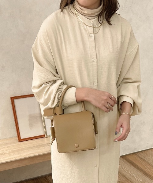 apres jour clair（アプレジュールクレア）の「【apres jour clair】袖ボリュームバンドカラーワンピース（ワンピース・レディース・モカ/ブラウン系その他/アイボリー・フリー/X-LARGE）」の5枚目の写真