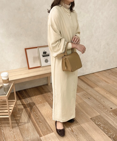 apres jour clair（アプレジュールクレア）の「【apres jour clair】袖ボリュームバンドカラーワンピース（ワンピース・レディース・モカ/ブラウン系その他/アイボリー・フリー/X-LARGE）」の7枚目の写真