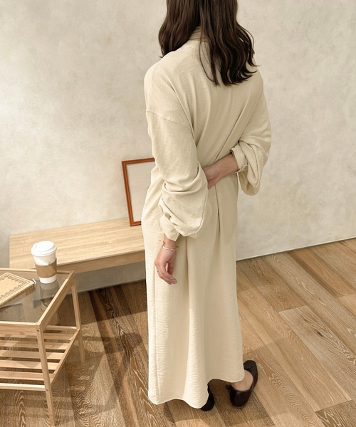 apres jour clair（アプレジュールクレア）の「【apres jour clair】袖ボリュームバンドカラーワンピース（ワンピース・レディース・モカ/ブラウン系その他/アイボリー・フリー/X-LARGE）」の9枚目の写真