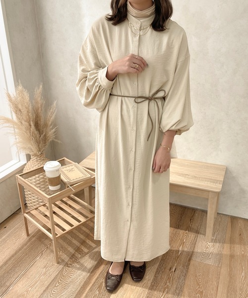 apres jour clair（アプレジュールクレア）の「【apres jour clair】袖ボリュームバンドカラーワンピース（ワンピース・レディース・モカ/ブラウン系その他/アイボリー・フリー/X-LARGE）」の11枚目の写真