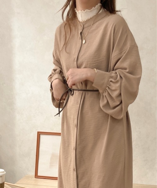 apres jour clair（アプレジュールクレア）の「【apres jour clair】袖ボリュームバンドカラーワンピース（ワンピース・レディース・モカ/ブラウン系その他/アイボリー・フリー/X-LARGE）」の12枚目の写真