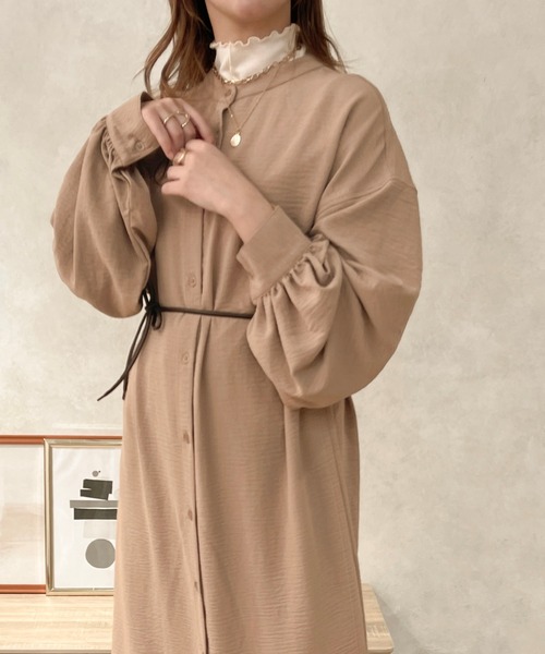 apres jour clair（アプレジュールクレア）の「【apres jour clair】袖ボリュームバンドカラーワンピース（ワンピース・レディース・モカ/ブラウン系その他/アイボリー・フリー/X-LARGE）」の13枚目の写真