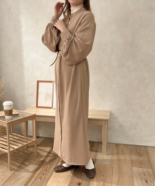 apres jour clair（アプレジュールクレア）の「【apres jour clair】袖ボリュームバンドカラーワンピース（ワンピース・レディース・モカ/ブラウン系その他/アイボリー・フリー/X-LARGE）」の14枚目の写真