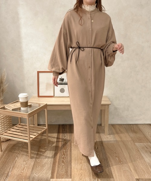 apres jour clair（アプレジュールクレア）の「【apres jour clair】袖ボリュームバンドカラーワンピース（ワンピース・レディース・モカ/ブラウン系その他/アイボリー・フリー/X-LARGE）」の15枚目の写真