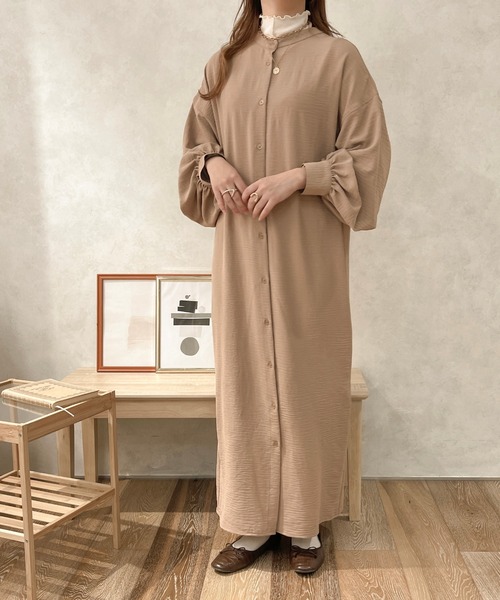 apres jour clair（アプレジュールクレア）の「【apres jour clair】袖ボリュームバンドカラーワンピース（ワンピース・レディース・モカ/ブラウン系その他/アイボリー・フリー/X-LARGE）」の18枚目の写真