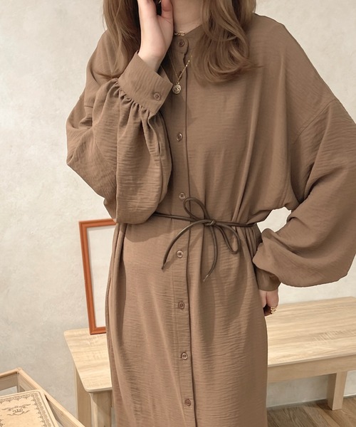 apres jour clair（アプレジュールクレア）の「【apres jour clair】袖ボリュームバンドカラーワンピース（ワンピース・レディース・モカ/ブラウン系その他/アイボリー・フリー/X-LARGE）」の20枚目の写真