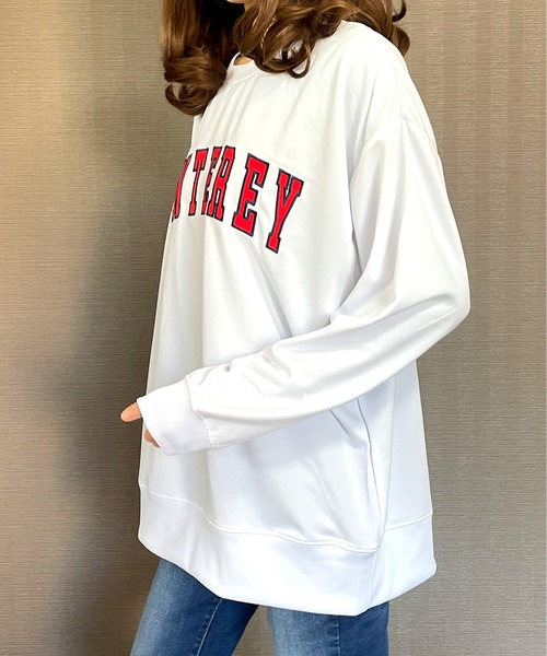 GGD（ジージーディー）の「BIG トレーナー ストレッチ 刺繍 ワッペン ビッグ シルエット トレーナー（スウェット・メンズ・グリーン/ホワイト/ブラック・LL/M/L）」の9枚目の写真