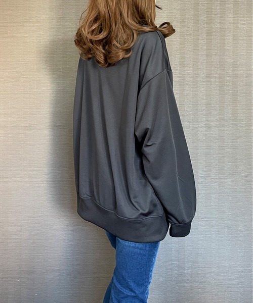 GGD（ジージーディー）の「BIG トレーナー ストレッチ 刺繍 ワッペン ビッグ シルエット トレーナー（スウェット・メンズ・グリーン/ホワイト/ブラック・LL/M/L）」の22枚目の写真