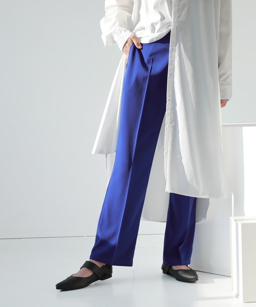 n'OrLABEL（ノアールレーベル）の「【廃盤】【機能素材】『センタープレスストレートカラーパンツ』（その他パンツ・レディース・ライトグリーン/ロイヤルブルー/ダークグリーン/ブラック/グレイッシュブルー/ピンク/ライトグレー・1/2）」の5枚目の写真