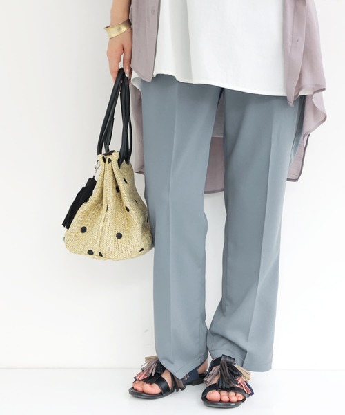 n'OrLABEL（ノアールレーベル）の「【廃盤】【機能素材】『センタープレスストレートカラーパンツ』（その他パンツ・レディース・ライトグリーン/ロイヤルブルー/ダークグリーン/ブラック/グレイッシュブルー/ピンク/ライトグレー・1/2）」の6枚目の写真