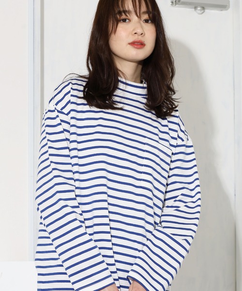 HARVESTY モックネックボーダーポケットT Mockneck S/S Tee