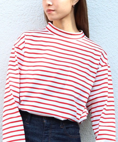 HARVESTY モックネックボーダーポケットT Mockneck S/S Tee