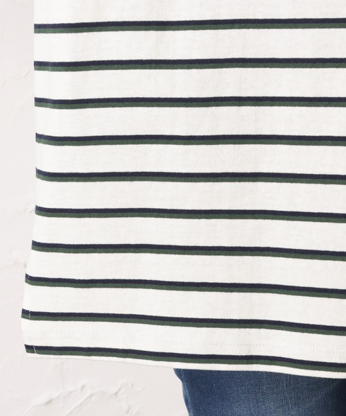 NAVY(ネイビー)の「袖リブボーダーロングスリーブTシャツ(Tシャツ/カットソー・レディース・ベージュ/アイボリー/グリーン/チャコール・フリー)」の15枚目の写真