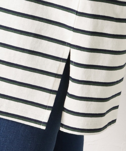 NAVY(ネイビー)の「袖リブボーダーロングスリーブTシャツ(Tシャツ/カットソー・レディース・ベージュ/アイボリー/グリーン/チャコール・フリー)」の16枚目の写真