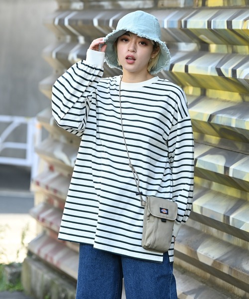 袖リブボーダーロングスリーブTシャツ（Tシャツ/カットソー）｜NAVY