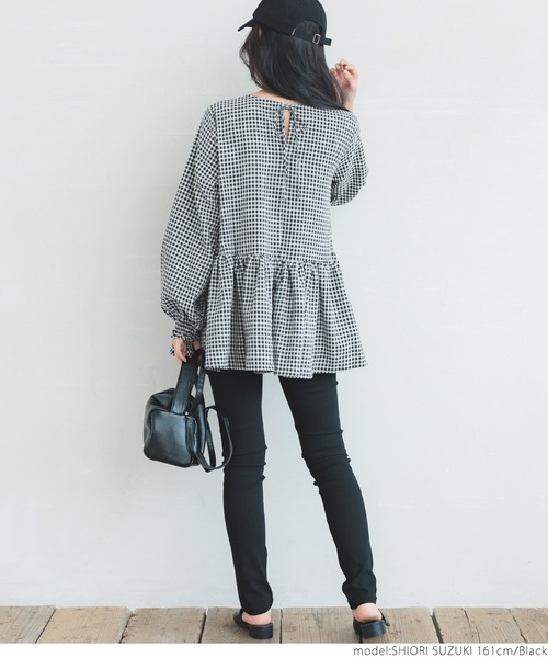 coca（coca）（コカ）の「ギンガムフレアブラウス（シャツ/ブラウス・レディース・ブラック・ONE SIZE）」の9枚目の写真