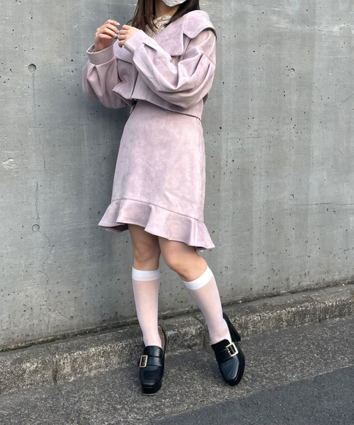 TITTY&CO.（ティティーアンドコー）の「ヘムフリルミニスカート（スカート・レディース・ライトブルー/ピンク/マルチ・SMALL/MEDIUM）」の4枚目の写真