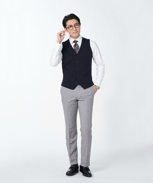 TOKYO SHIRTS（トウキョウシャツ）の「ハーフミラノ ニットジレ（ベスト・メンズ・スカイブルー/ネイビー・L/XL/LL/M）」の8枚目の写真