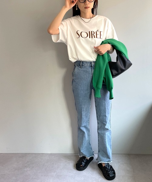 DISCOAT（ディスコート）の「【新色追加！/ZOZO限定】フロッキープリントTシャツ（Tシャツ/カットソー・レディース・ホワイト/オフホワイト/チャコールグレー/ライトグレー・FREE）」の5枚目の写真