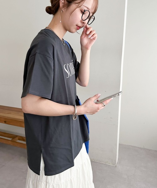スコットクラブ　A:new フロッキープリントロゴTシャツ フロッキープリント / 箔 メタリック プリント ロゴTシャツ