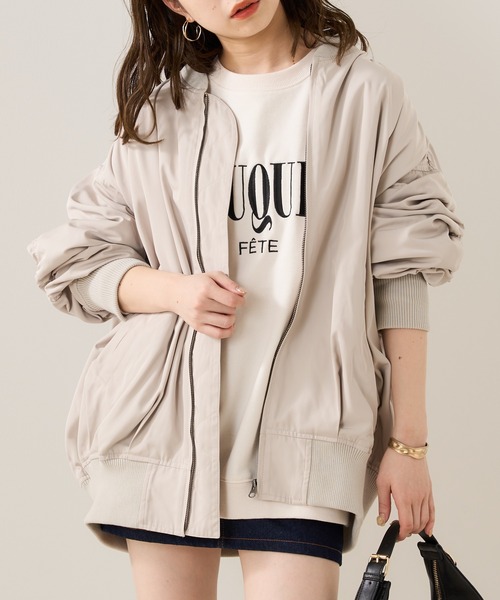 Chico（チコ）の「ルーズMA-1ジャケット（MA-1・レディース・ベージュ/ネイビー/アイボリー・FREE）」の16枚目の写真