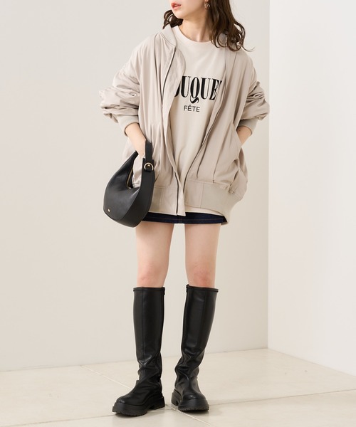 Chico（チコ）の「ルーズMA-1ジャケット（MA-1・レディース・ベージュ/ネイビー/アイボリー・FREE）」の19枚目の写真