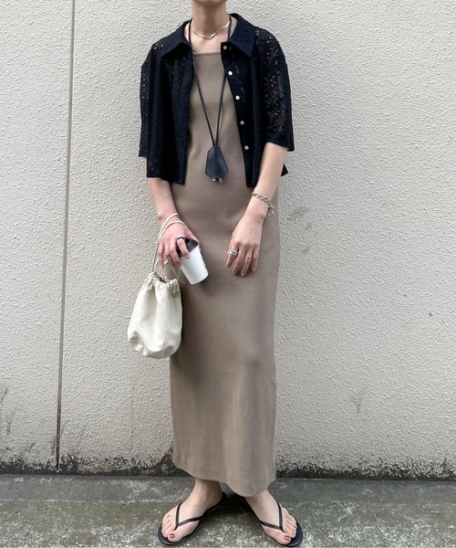 feepur（フェピュール）の「Iラインリブキャミワンピース（ワンピース・レディース・ブラック/モカ/杢グレー・MEDIUM）」の22枚目の写真