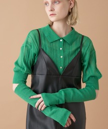 Solace | アームウォーマー付シアーランダムリブポロトップス/前後2WAY(ニット/セーター)