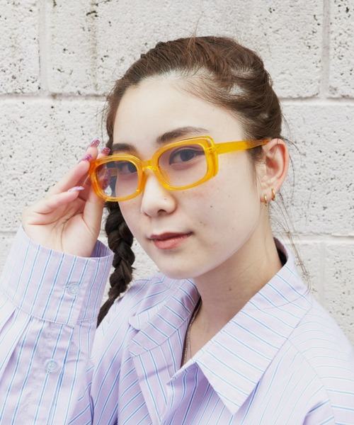 SHAGGIE（シャギー）の「スリムスクエアサングラス（メガネ・レディース・ブラック/イエロー・FREE）」の5枚目の写真