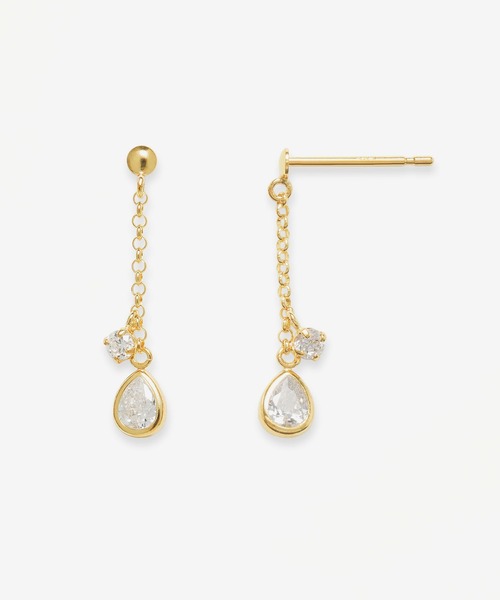 ESTELLE（エステール）の「K10 イエローゴールド キュービックジルコニア しずく ピアス ESTELLE/エステール WEB限定（ピアス（両耳用）・レディース・イエローゴールド・-）」の9枚目の写真