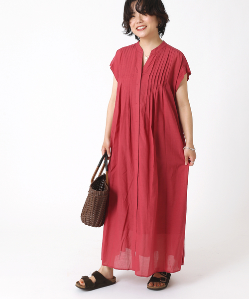 B.C STOCK（ベーセーストック）の「ボイルタックワンピース（ワンピース・レディース・ブラック/パープル/ピンク/グリーン・FREE）」の4枚目の写真