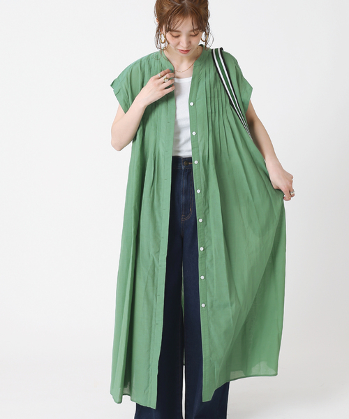 B.C STOCK（ベーセーストック）の「ボイルタックワンピース（ワンピース・レディース・ブラック/パープル/ピンク/グリーン・FREE）」の3枚目の写真