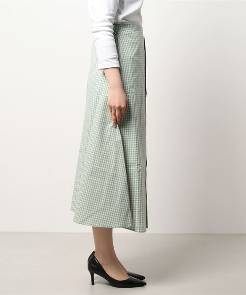 flower（フラワー）の「スプリンギーチェックスカート（スカート・レディース・ブラック/カーキ・FREE）」の3枚目の写真