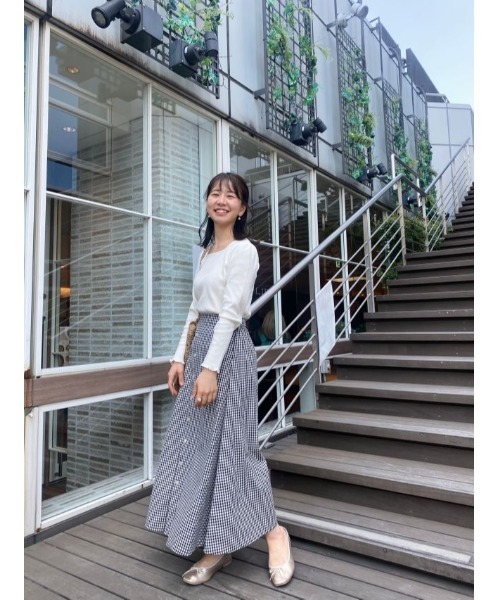 flower（フラワー）の「スプリンギーチェックスカート（スカート・レディース・ブラック/カーキ・FREE）」の20枚目の写真
