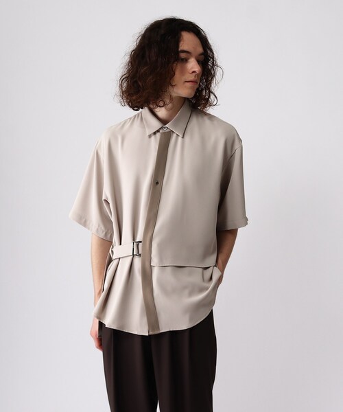 tk.TAKEO KIKUCHI(ティーケータケオキクチ)の「◆トロミツイルタイロッケン半袖シャツ(シャツ/ブラウス・メンズ・ベージュ/ブラック/ブルー・01/02/03)」の5枚目の写真